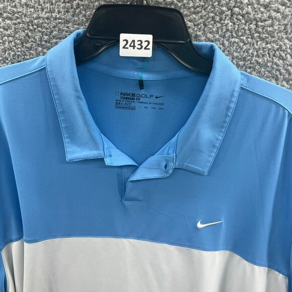 Nike Golf Shirt Men XXL 2XL Blue White Colorblock Standard Fit Dri-Fit Polo - Picture 10 of 10